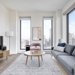 A furnished, two-bedroom apartment by Blueground at The Axel in Clinton Hill